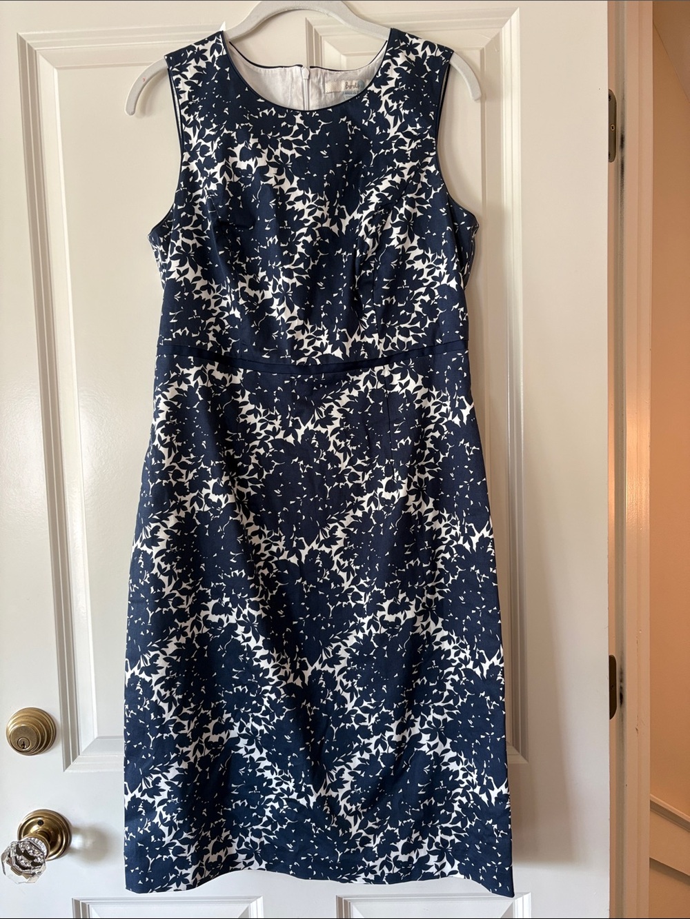 Boden Navy and White Floral Sleeveless Sheath Dress